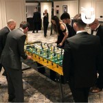 Party Table Football Hire At a black tie event