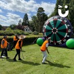 Inflatable Golf Darts being enjoyed at a corporate team build