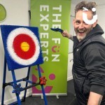Axe Throwing Hire 1 set up at Fun Towers offices being played on