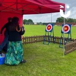 Axe Throwing Set up Hire at an outdoor Corporate Fun Day