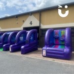 Basketball Inflatable Pod Hire set up alongside more inflatable pods
