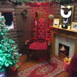 elaborate wooden throne hire set up in our festive wooden grotto