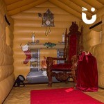 elaborate wooden throne hire set up in our inflatable grotto