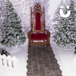 elaborate wooden throne hire set up in our winter wonderland meet and greet area