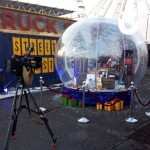 Event Globe Hired for a TV station competiotion to win the technical goods shown inside globe