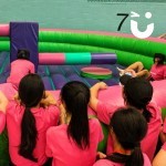 Wipeout Challenge Inflatable at an indoor university team build