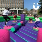 Wipeout Challenge Inflatable Hire for a university event