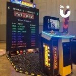 World's largest Pacman at an exhibition displaying the leaderboard for the day