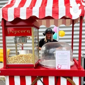 Candy Floss and Popcorn on the same Traditional Cart Hire